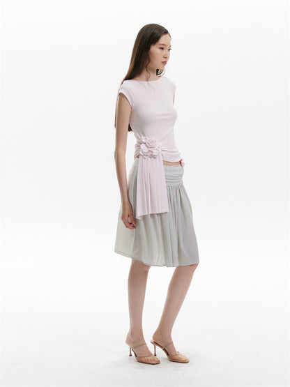 Chiffon Contrast A-Line Skirt