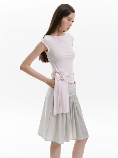 Chiffon Contrast A-Line Skirt