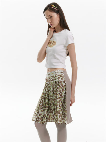 Chiffon Contrast A-Line Skirt