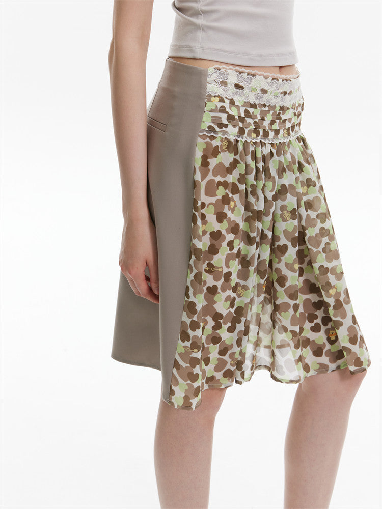 Chiffon Contrast A-Line Skirt