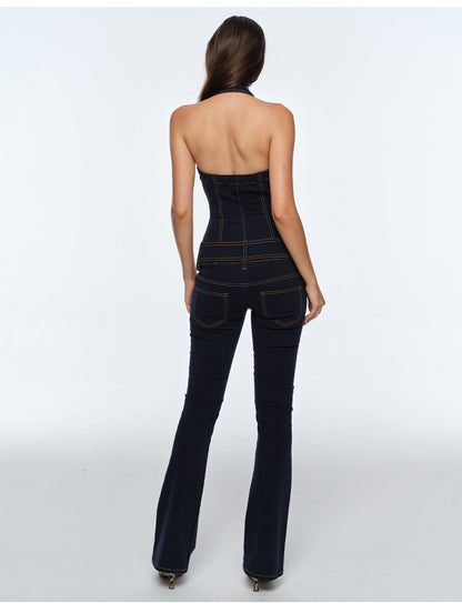 Washed Fitted Denim Jumpsuit