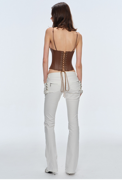 Coated Studded Corset Bustier