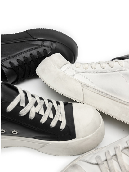 Distressed Leather Low Sneakers