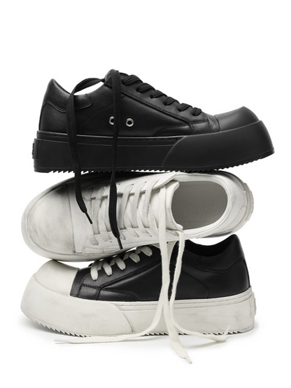 Distressed Leather Low Sneakers