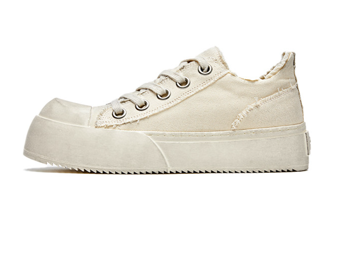 Distressed Platform Canvas Sneakers