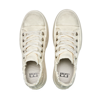 Distressed Platform Canvas Sneakers