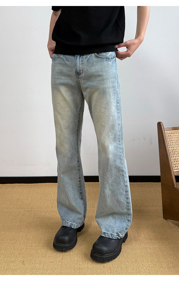 Washed Bootcut Raw-Denim Jeans
