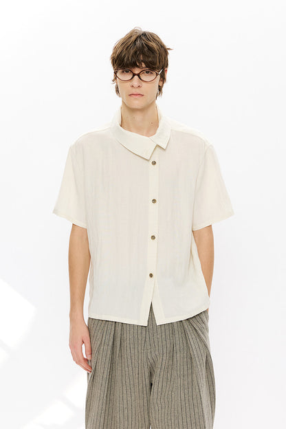 Lyocell Linen Stand Collar Shirt