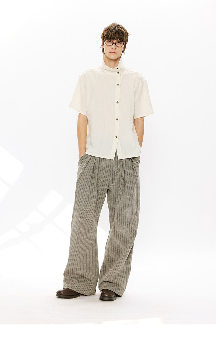 Lyocell Linen Stand Collar Shirt