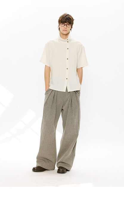 Lyocell Linen Stand Collar Shirt