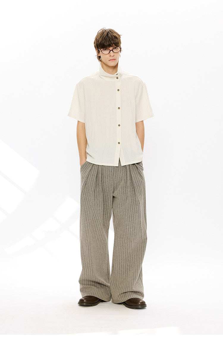 Lyocell Linen Stand Collar Shirt
