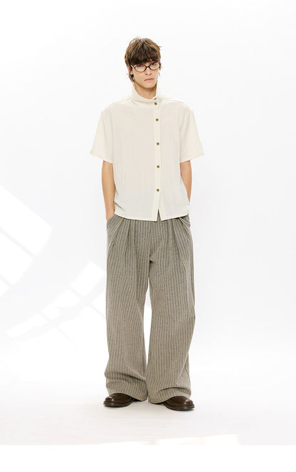 Lyocell Linen Stand Collar Shirt