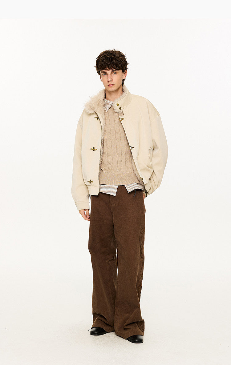 Pearlescent PU Fur-Lined Harrington Jacket