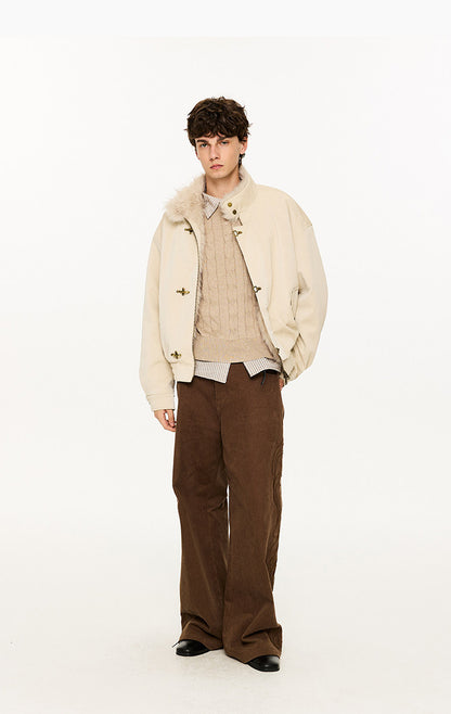 Pearlescent PU Fur-Lined Harrington Jacket