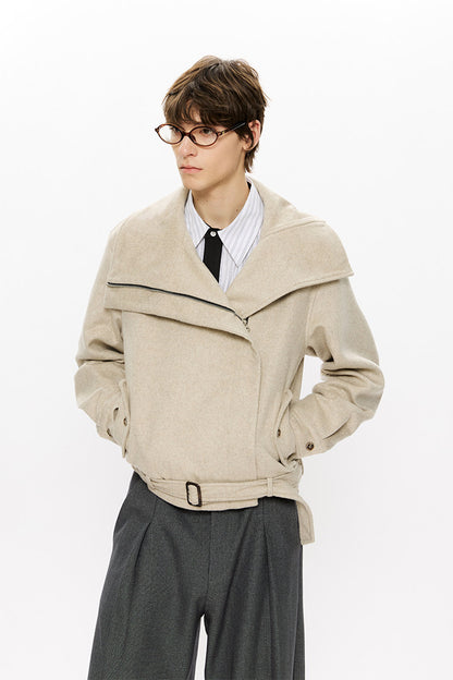 Merino Wool Cropped Belted Jacket