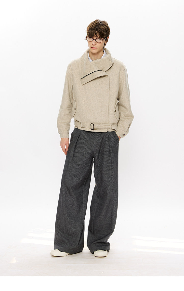 Merino Wool Cropped Belted Jacket