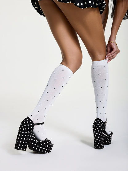 Polka Dot Platform Heel Sandals