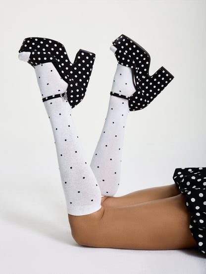 Polka Dot Platform Heel Sandals