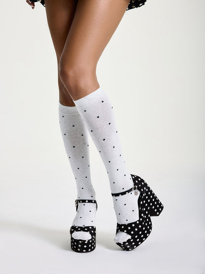 Polka Dot Platform Heel Sandals