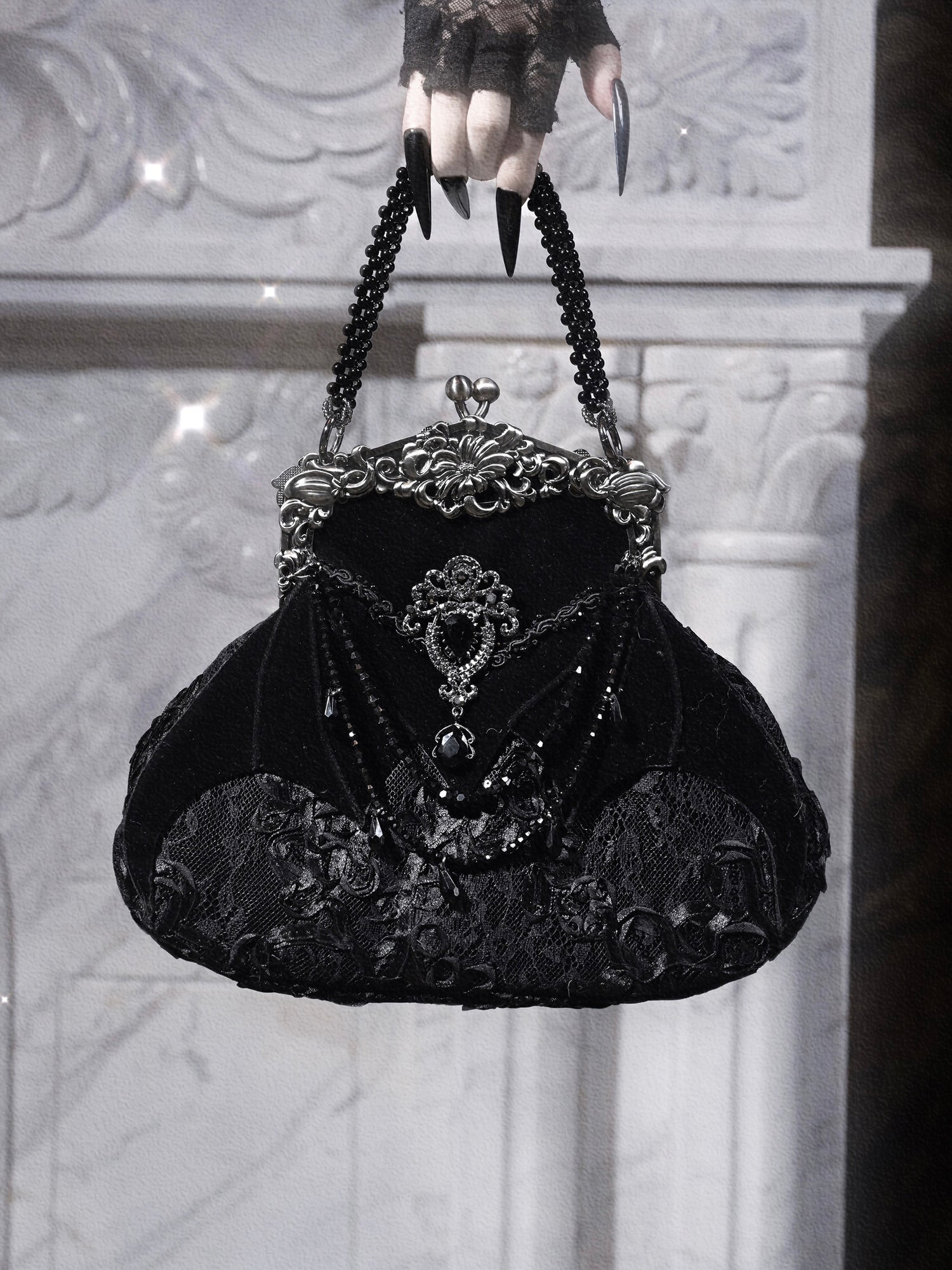Velvet Bat Frame Handbag