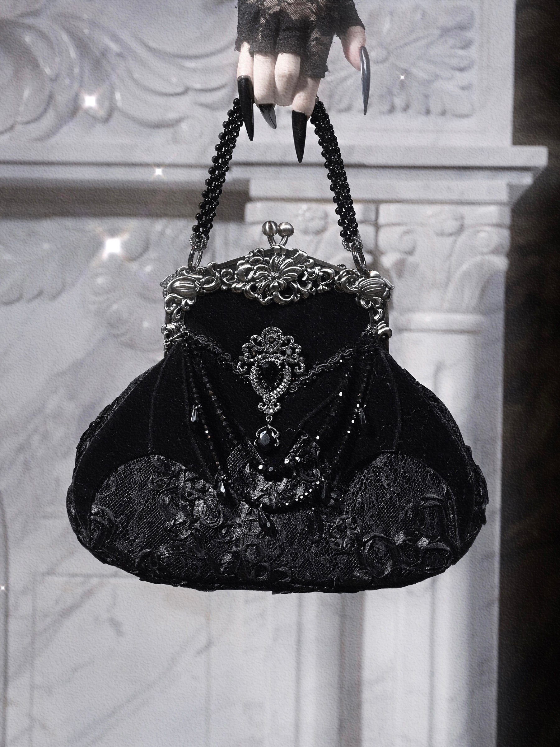 Velvet Bat Frame Handbag