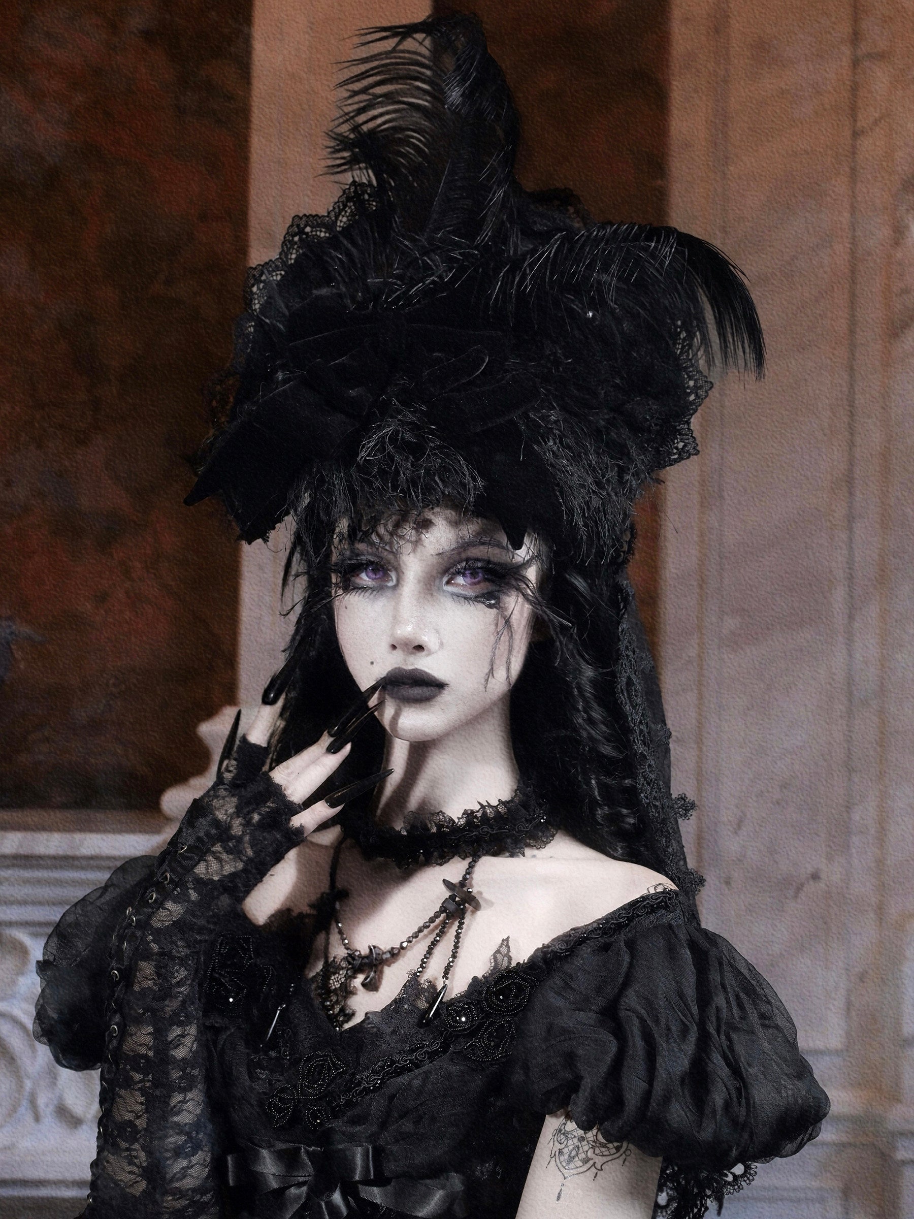 Feather Veil Gothic Hat