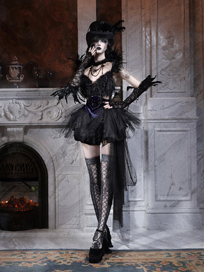 Feather Gothic Train Dress