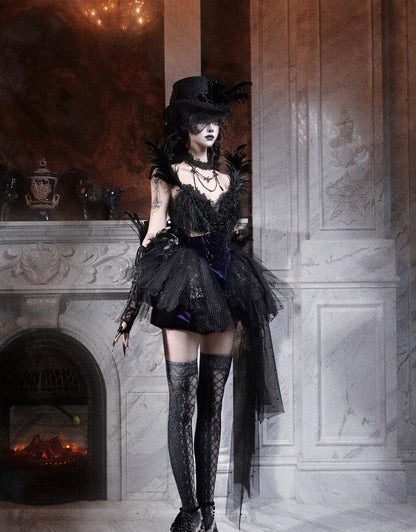 Feather Gothic Train Dress