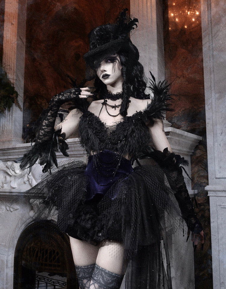Feather Gothic Train Dress