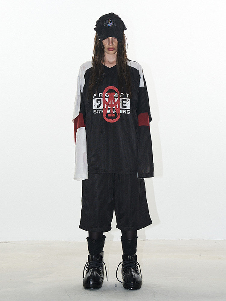 Textured Color-Block Jersey T-Shirt