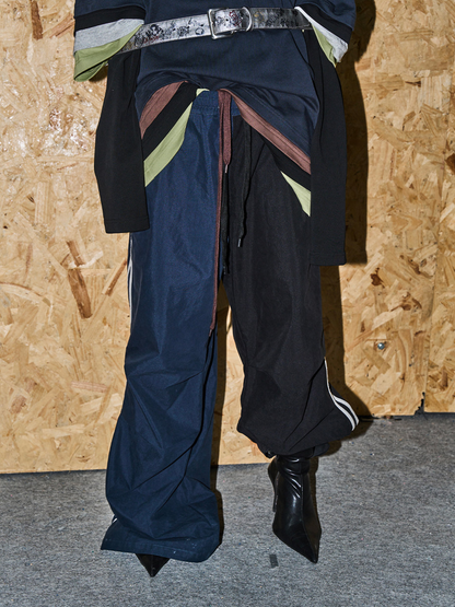 Pleated Wide-Leg Track Pants