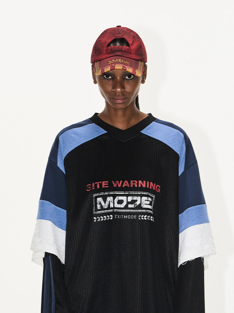 Textured Colorblock Faux-Layer T-Shirt