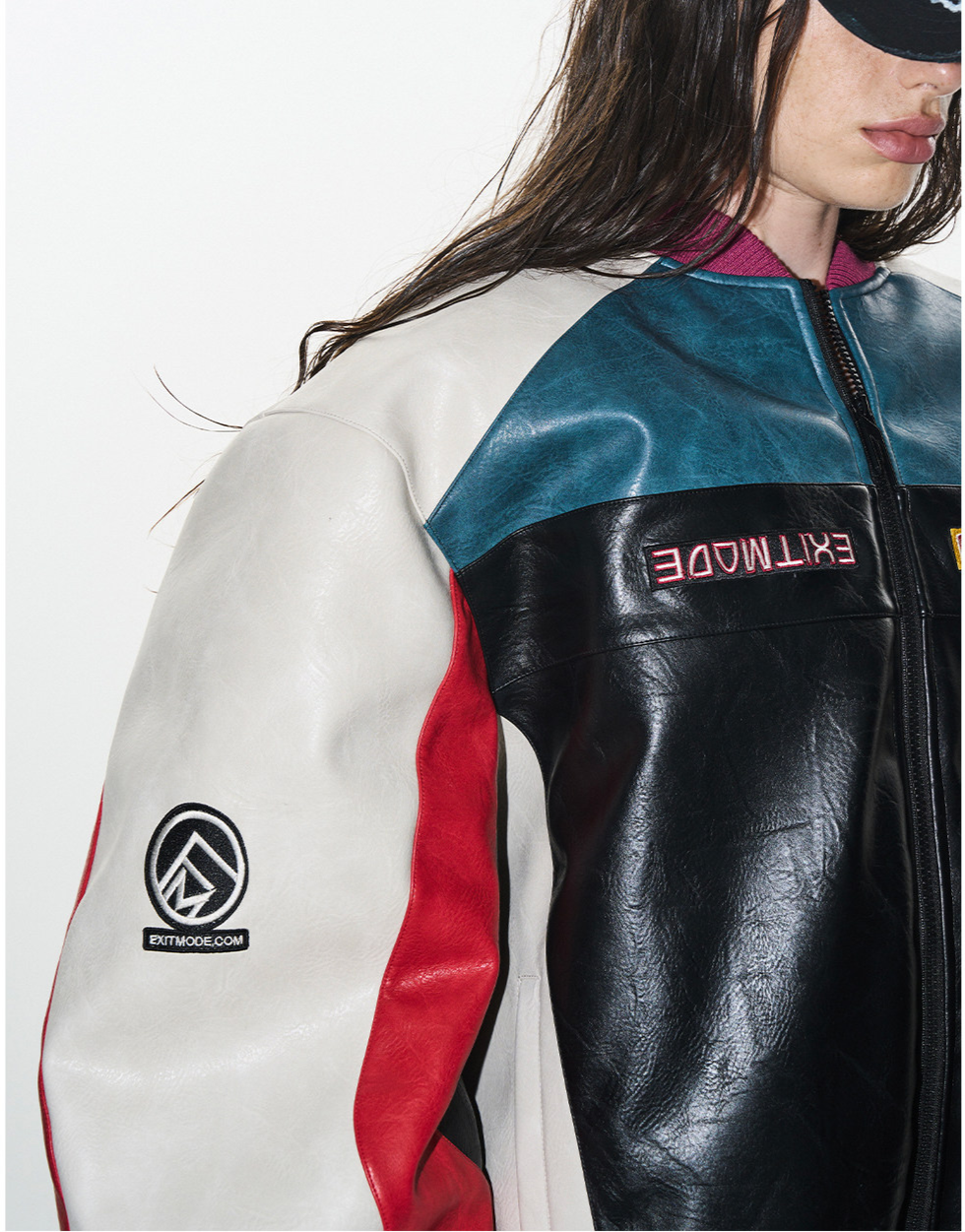 Color-Blocked Embroidered Padded Jacket