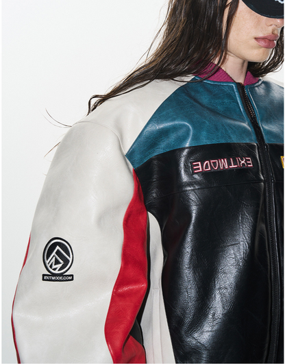 Color-Blocked Embroidered Padded Jacket