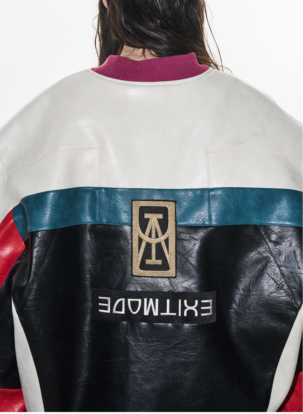 Color-Blocked Embroidered Padded Jacket