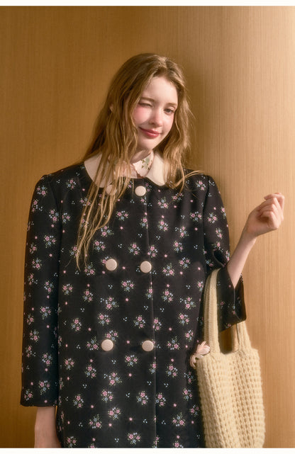Floral Peter Pan Collar Coat