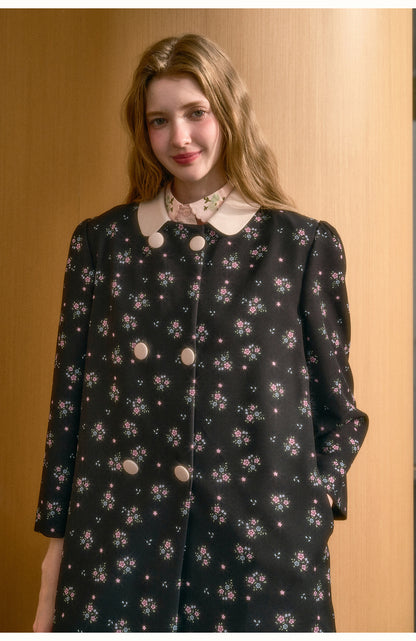 Floral Peter Pan Collar Coat