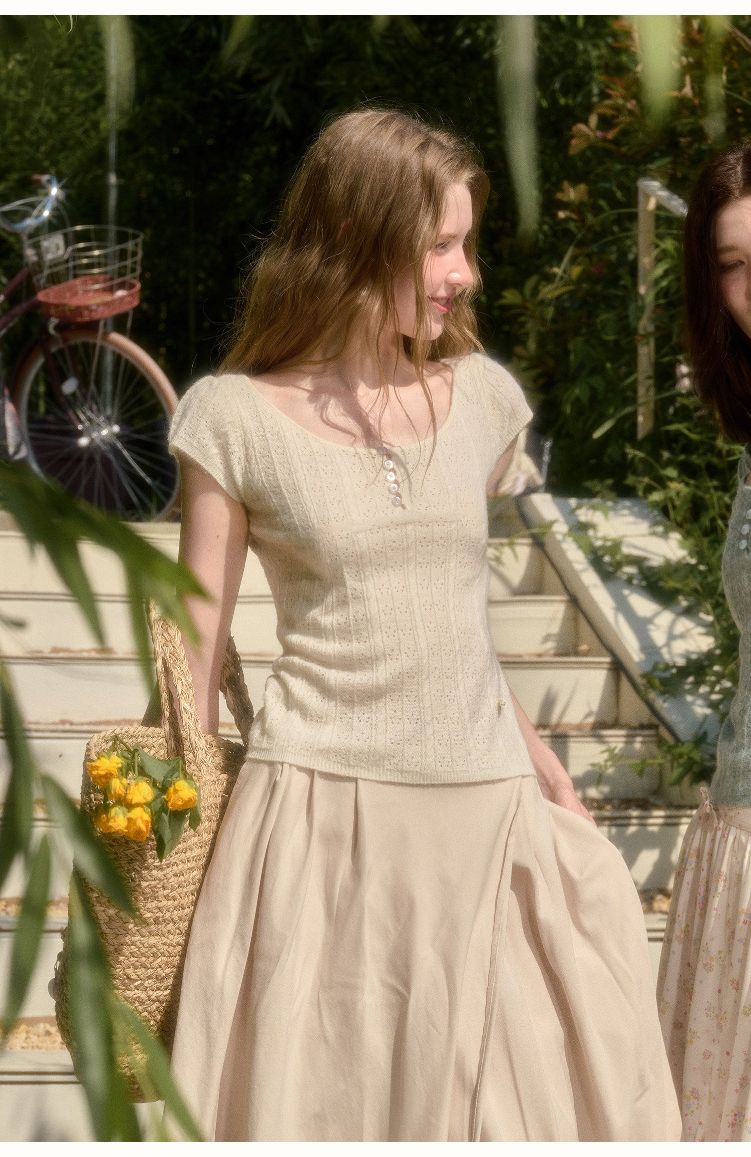Soft Wool Fitted Short-Sleeve Top