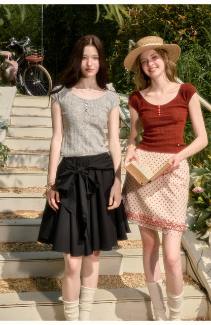 Soft Wool Fitted Short-Sleeve Top