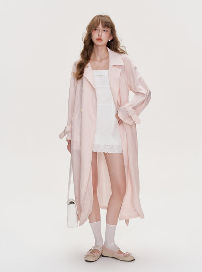Lightweight Oversized Tie-Waist Trench Coat