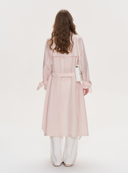 Lightweight Oversized Tie-Waist Trench Coat