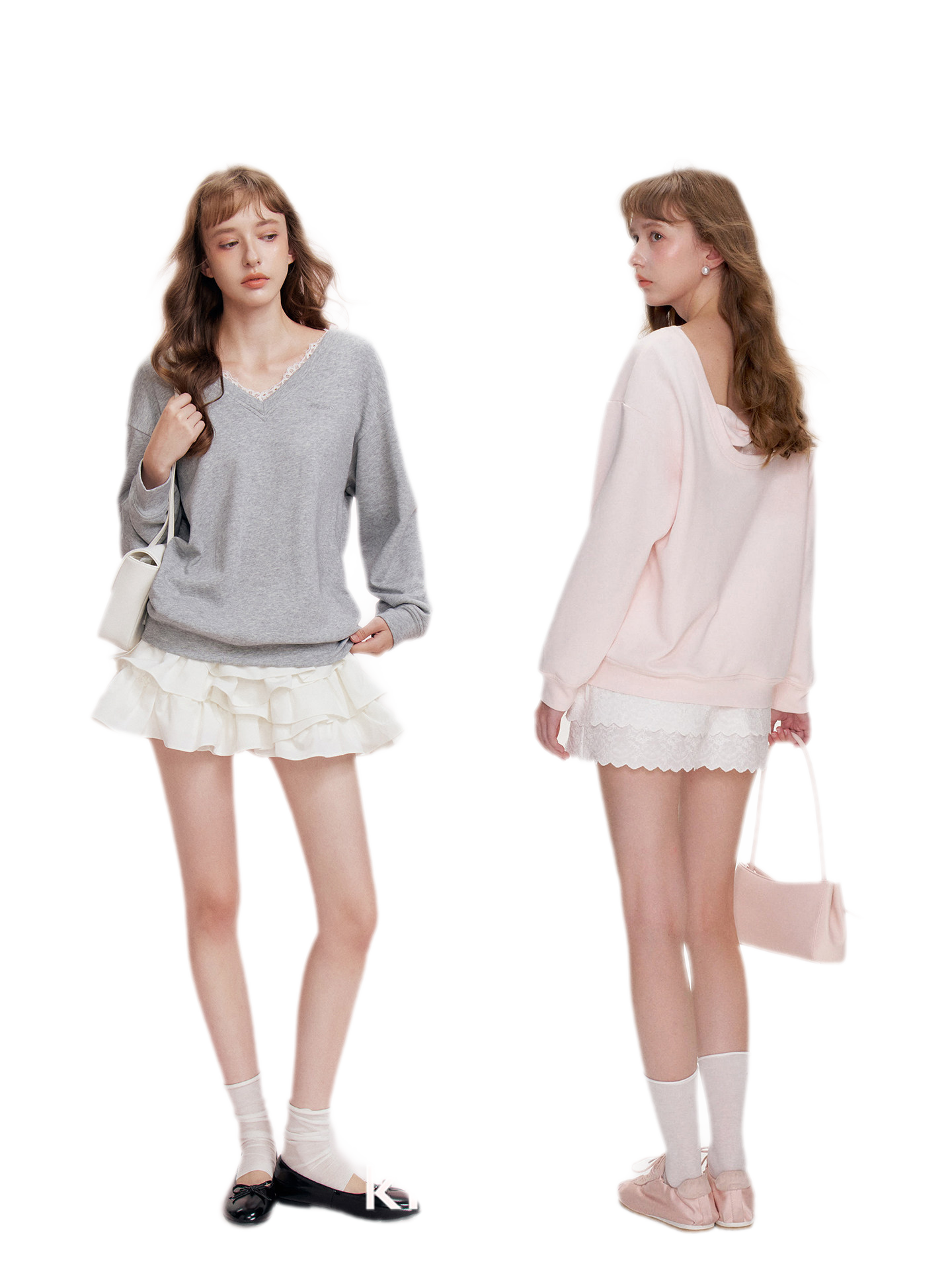 Lace Trim Back Cutout Pullover