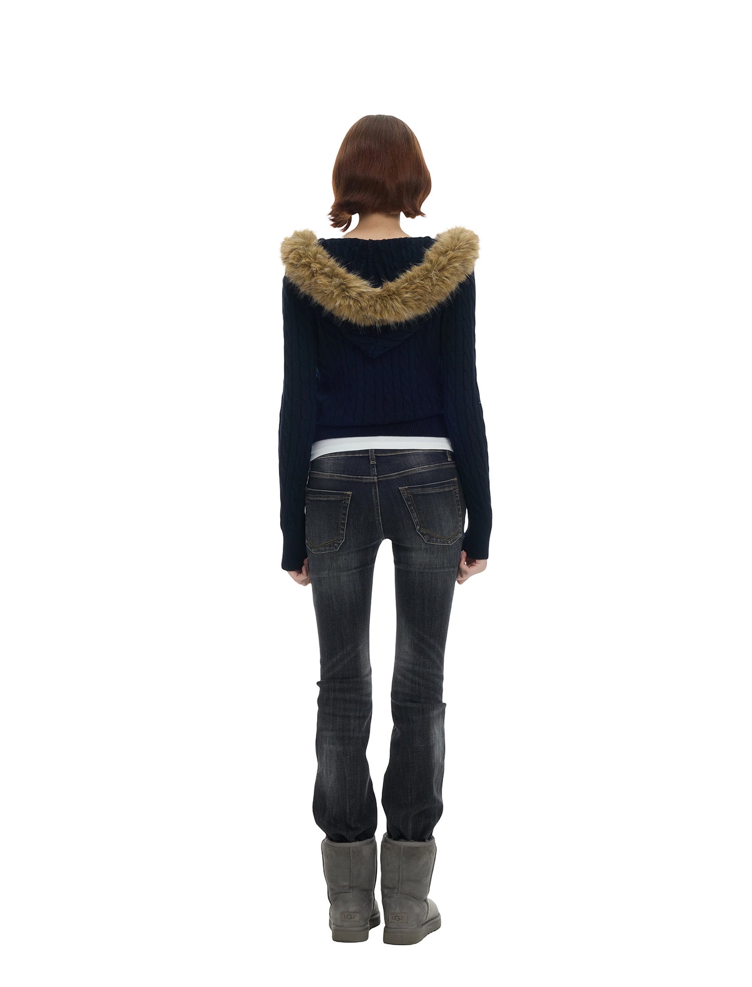 Washed Low-Rise Flare Jeans