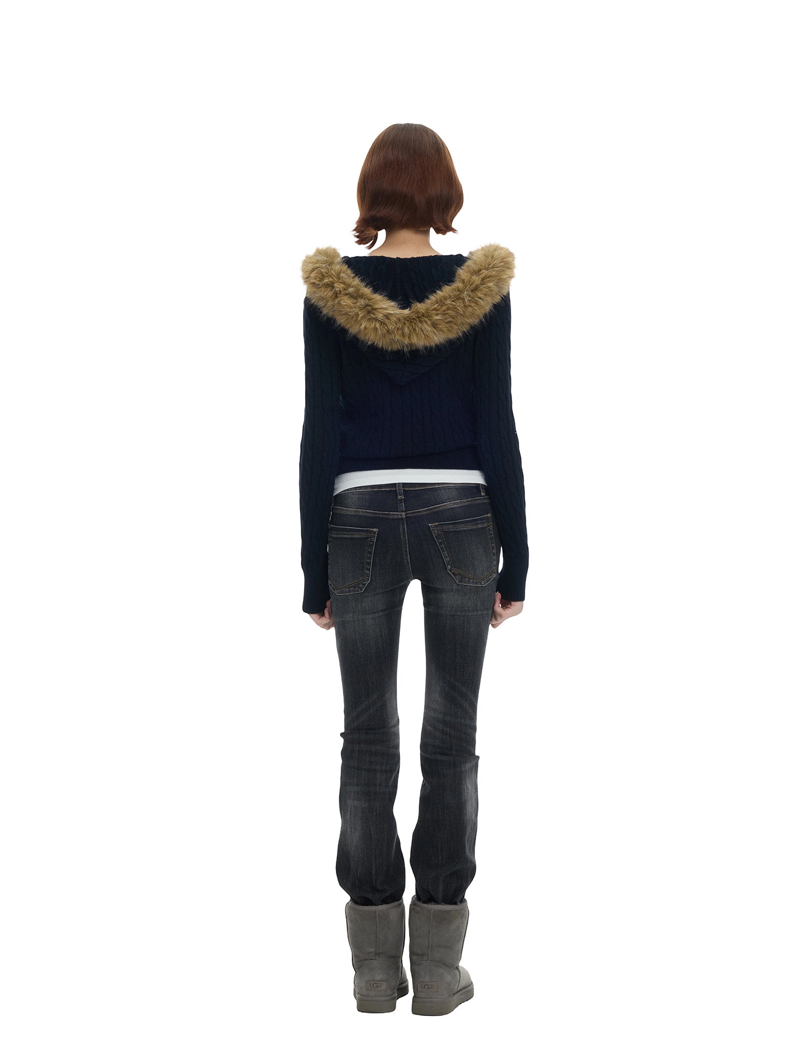 Washed Low-Rise Flare Jeans