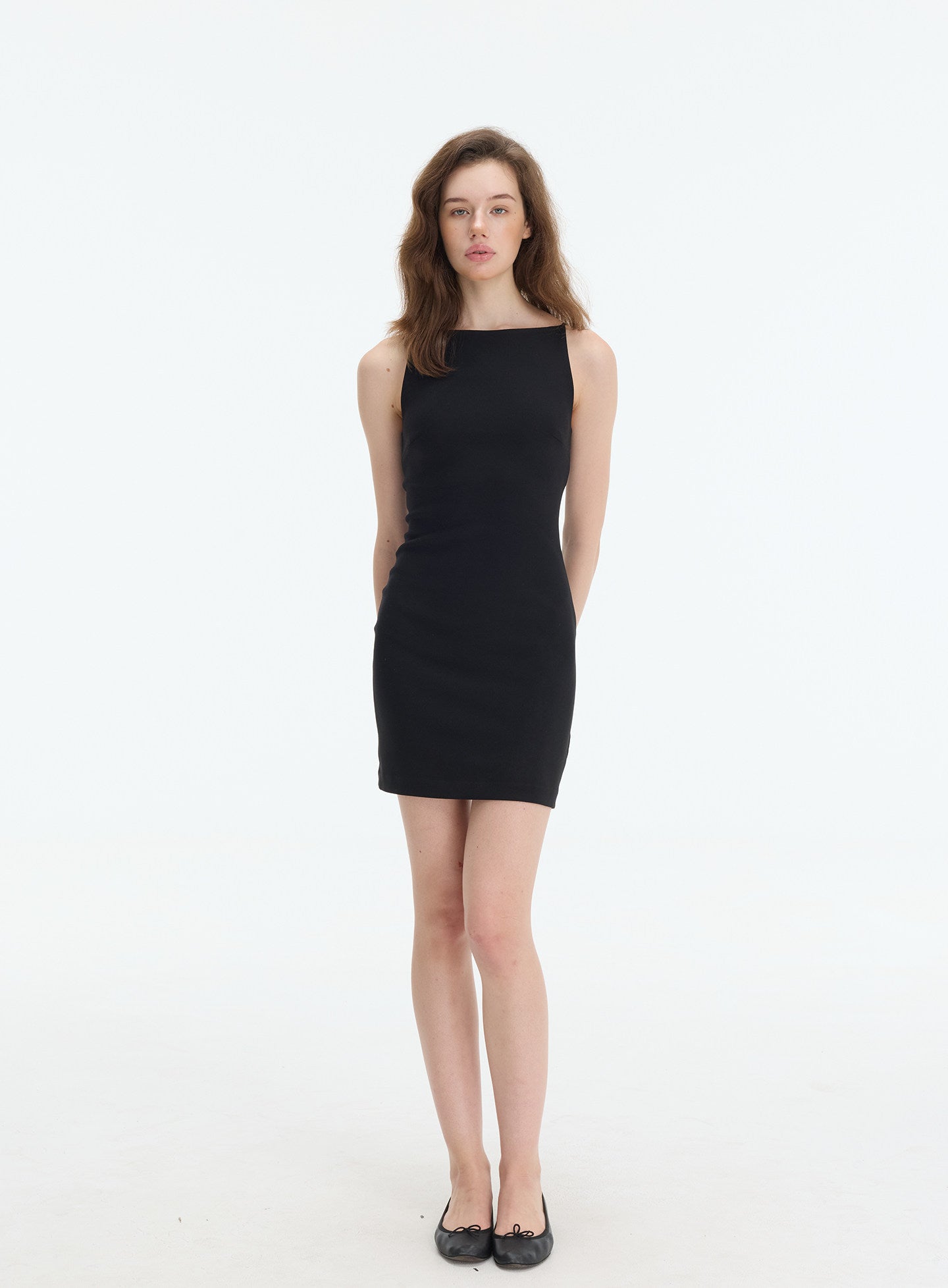 Stretch Boat Neck Fitted Dress