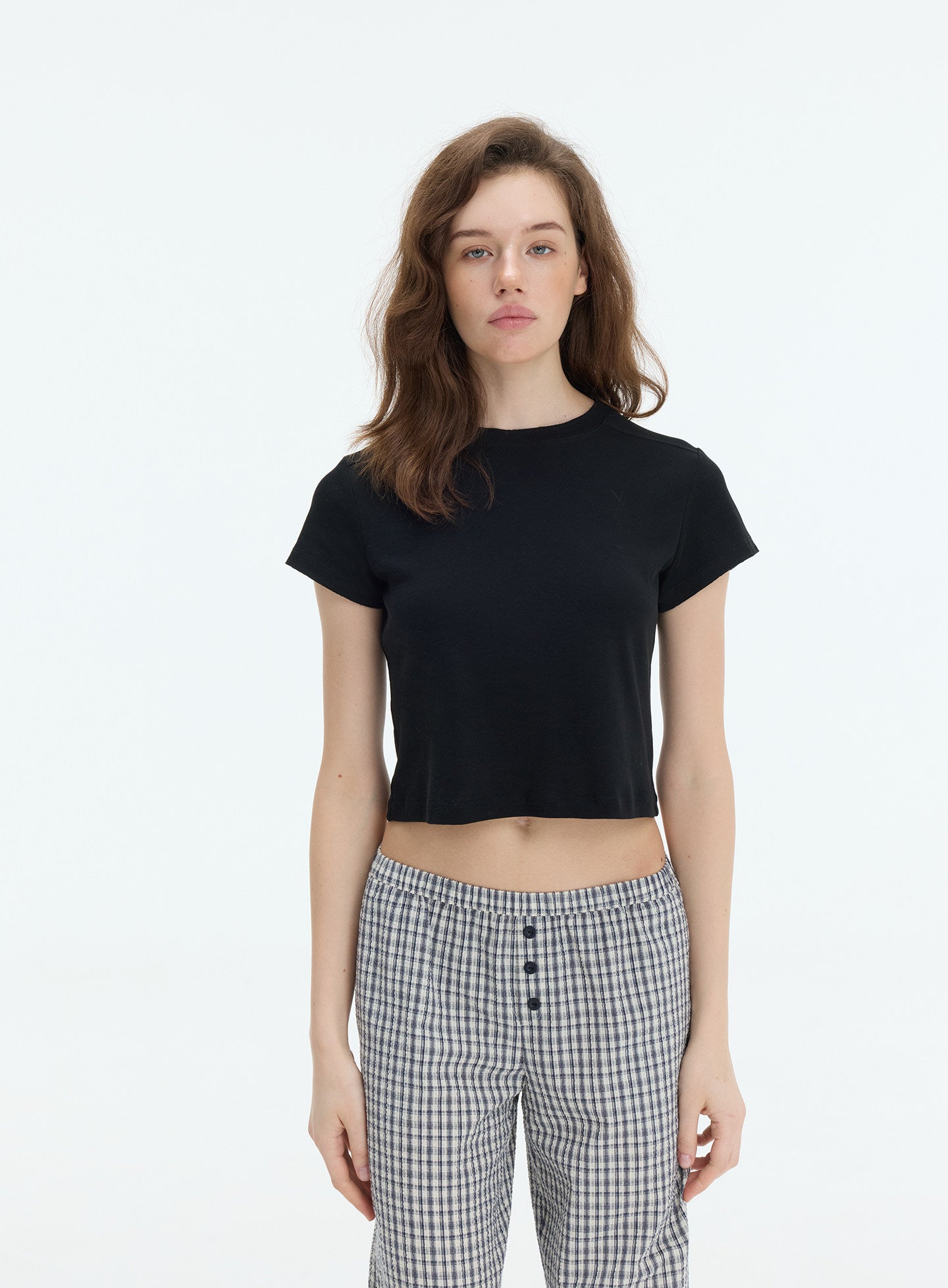 Stretch Cropped Crew-Neck T-Shirt