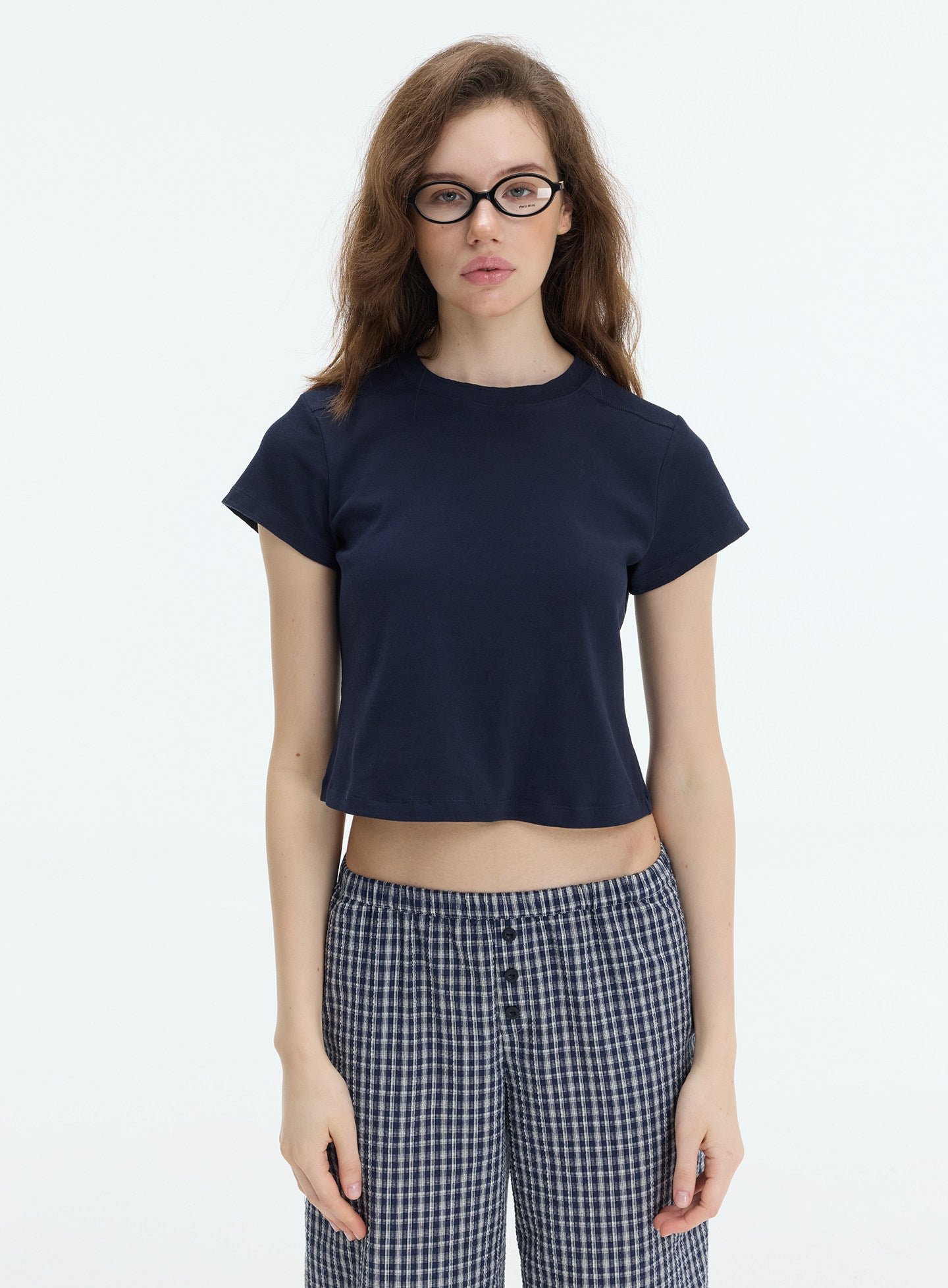 Stretch Cropped Crew-Neck T-Shirt
