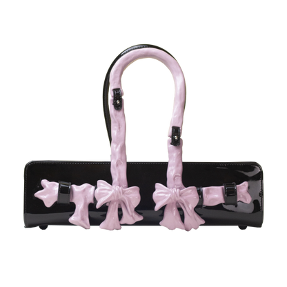 Glossy Bow Handle Handbag