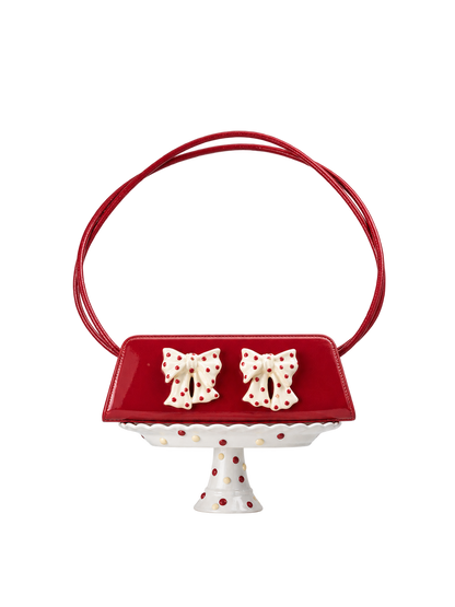 Ceramic Bow Leather Shoulder Bag