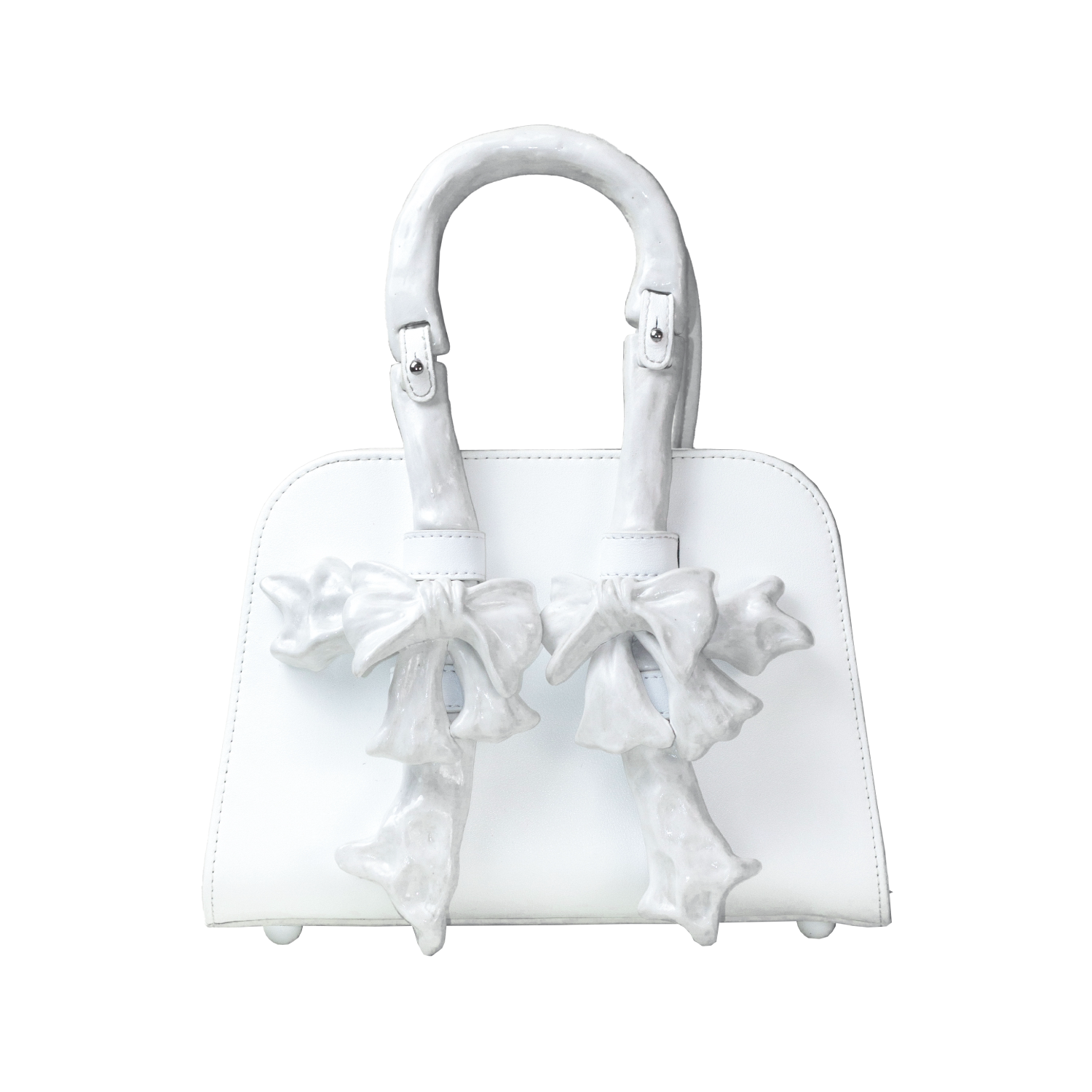 Glossy Bow Structured Handbag